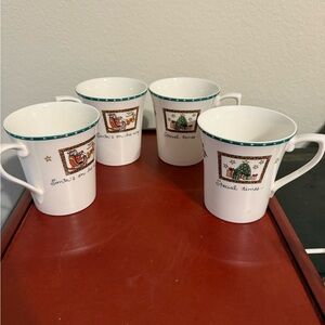 Set of 4 12 oz Cappuccino Mugs from Mikasa Holiday Wishes Pattern Never Used